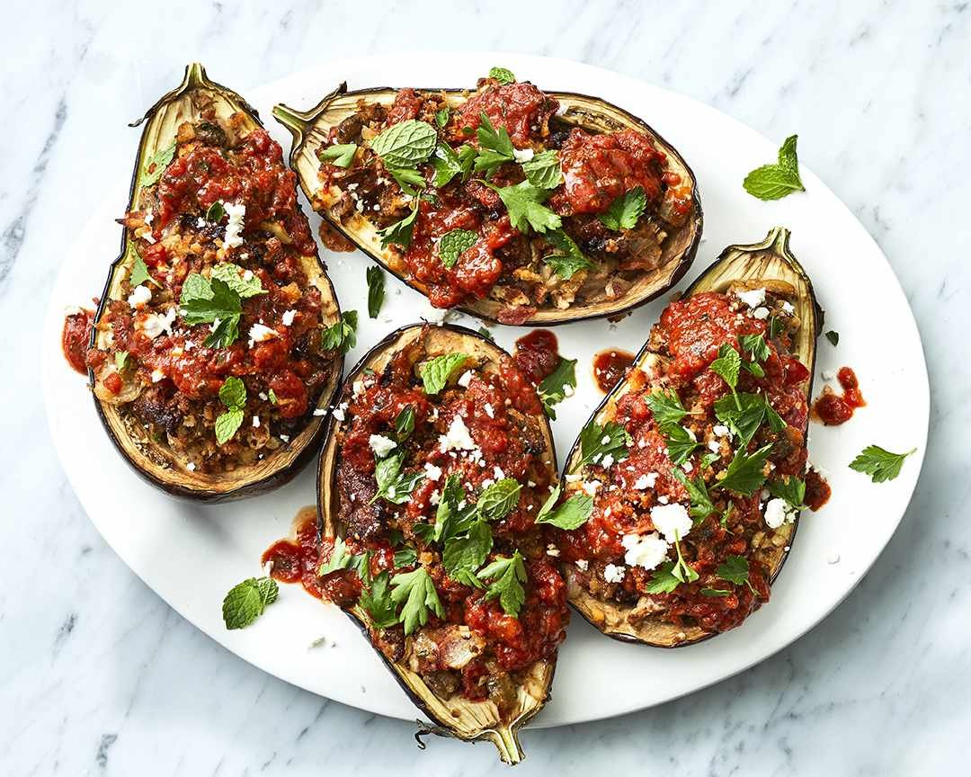 Sausage-Stuffed Eggplant