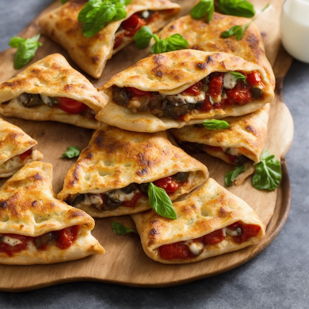 Mozzarella, pepper & aubergine calzone