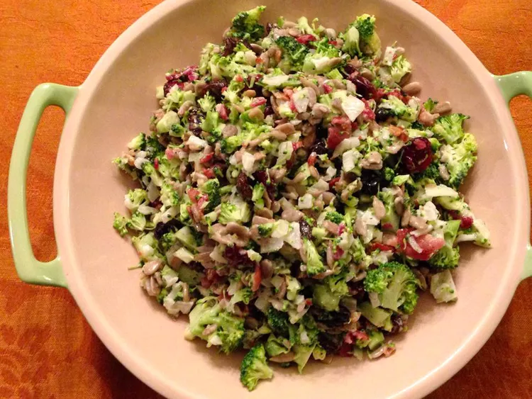 Bacon Broccoli Salad with Raisins and Sunflower Seeds